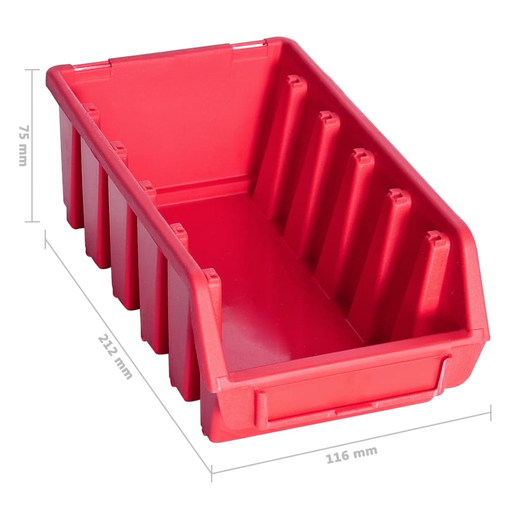 vidaXL 103-dijelni set kutija za pohranu sa zidnim pločama crveno-crni
