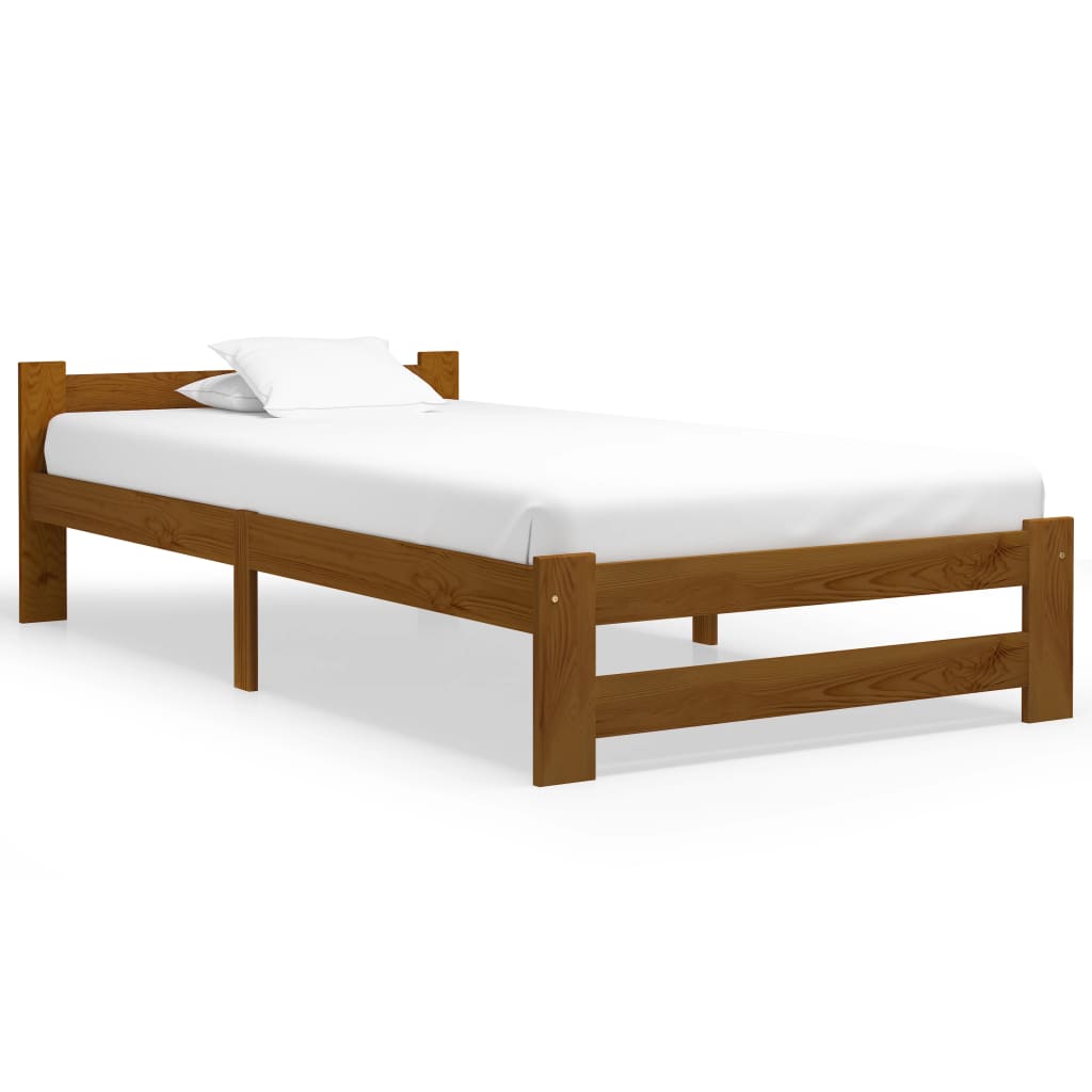 vidaXL Okvir za krevet od masivne borovine boja meda 90 x 200 cm