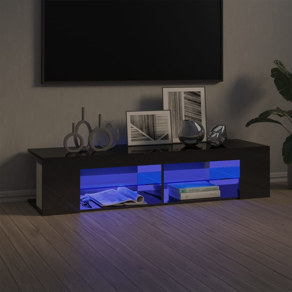 vidaXL TV ormarić s LED svjetlima visoki sjaj sivi 135 x 39 x 30 cm