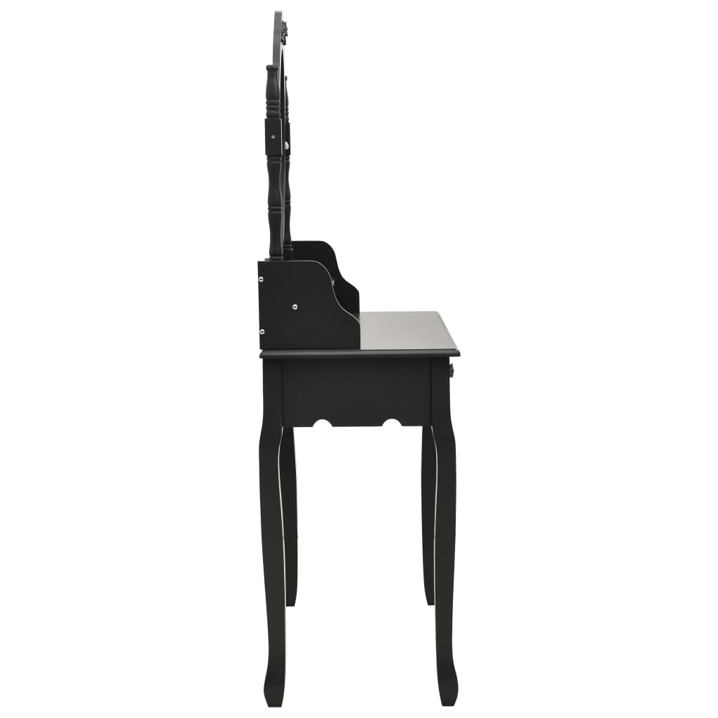 vidaXL Toaletni stolić sa stolcem crni 75x69x140 cm od drva paulovnije