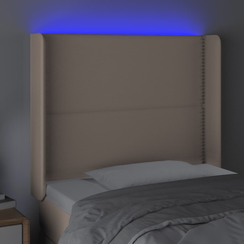 vidaXL LED uzglavlje boja cappuccina 83x16x118/128 cm od umjetne kože