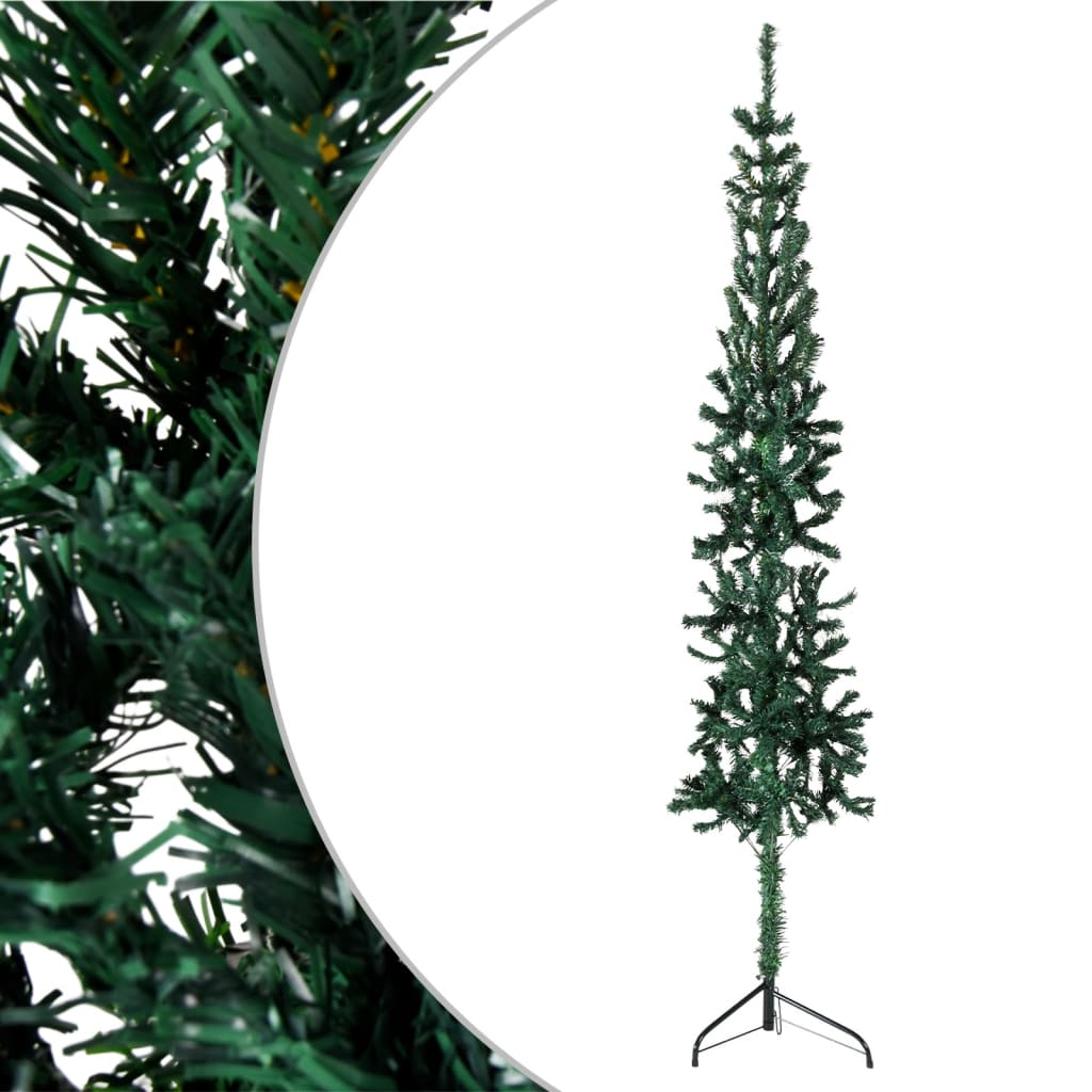 vidaXL Tanka umjetna polovica božićnog drvca sa stalkom zelena 120 cm