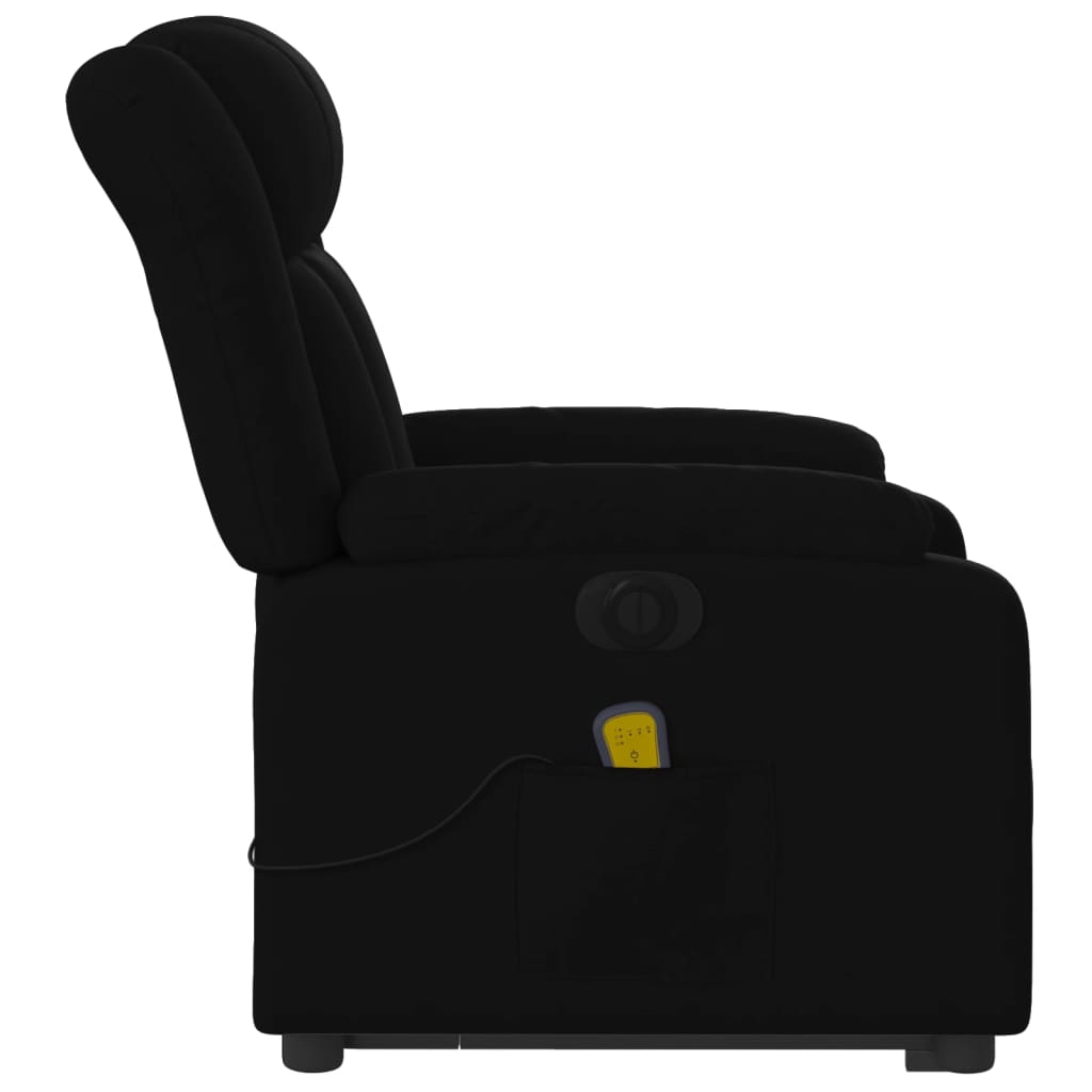 vidaXL Električni masažni naslonjač na podizanje od tkanine crni