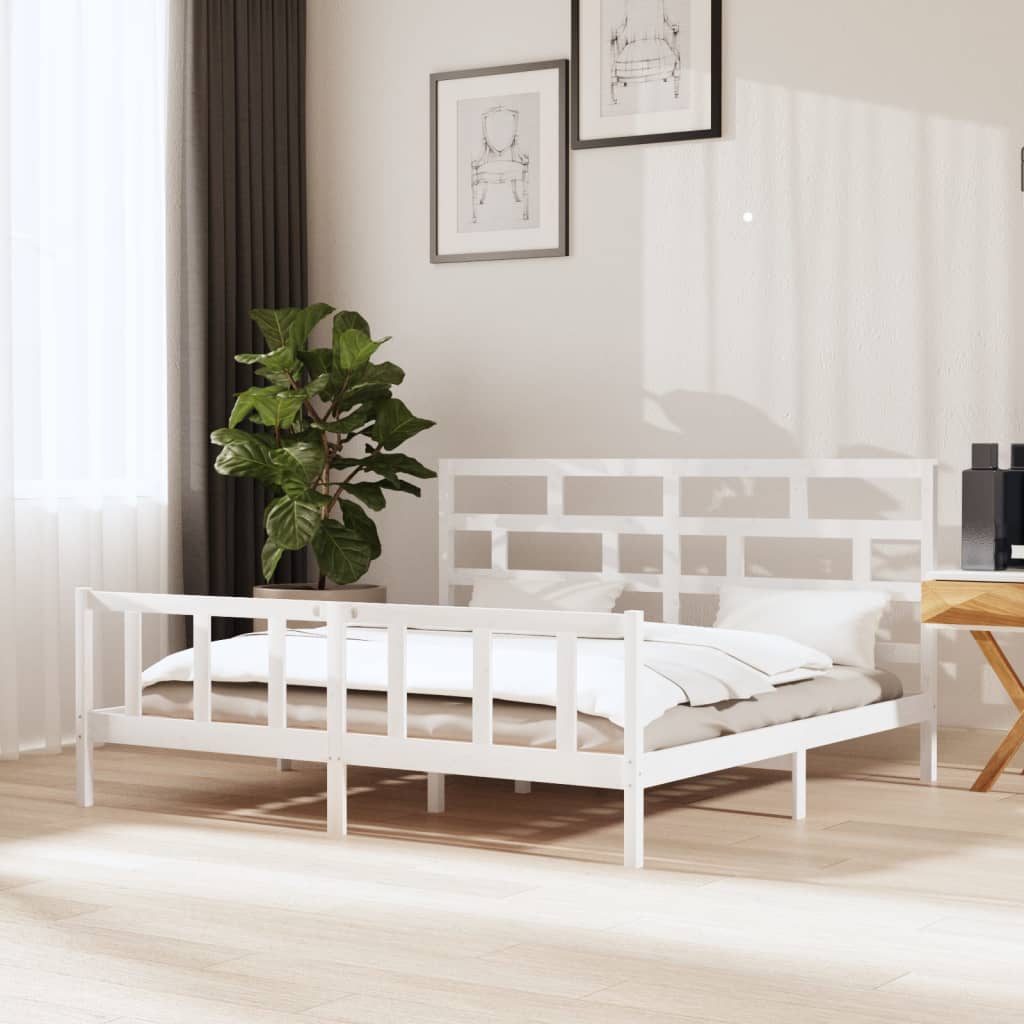 vidaXL Okvir za krevet od masivne borovine bijeli 200 x 200 cm