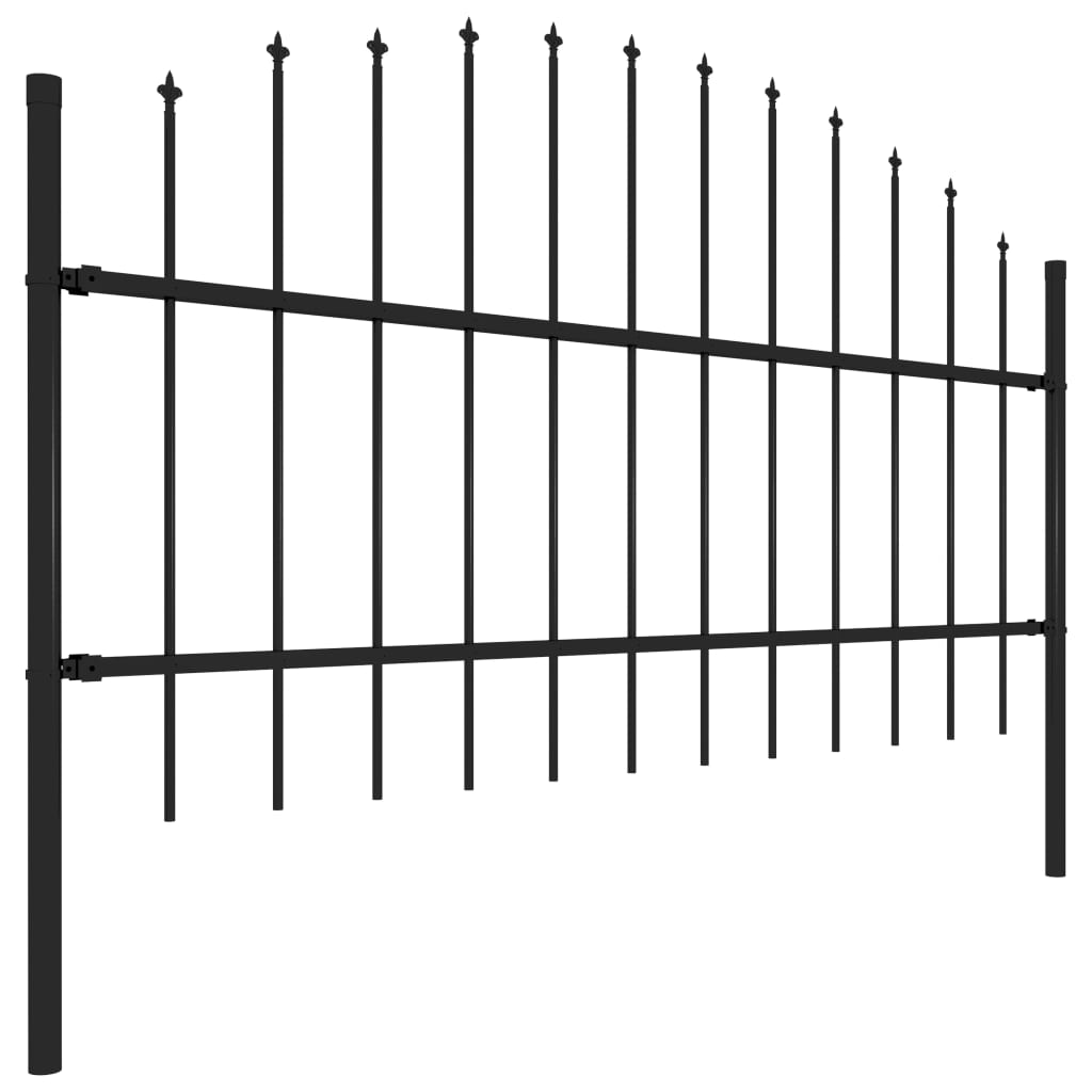 vidaXL Vrtna ograda s ukrasnim kopljima (0,75-1) x 11,9 m čelična crna