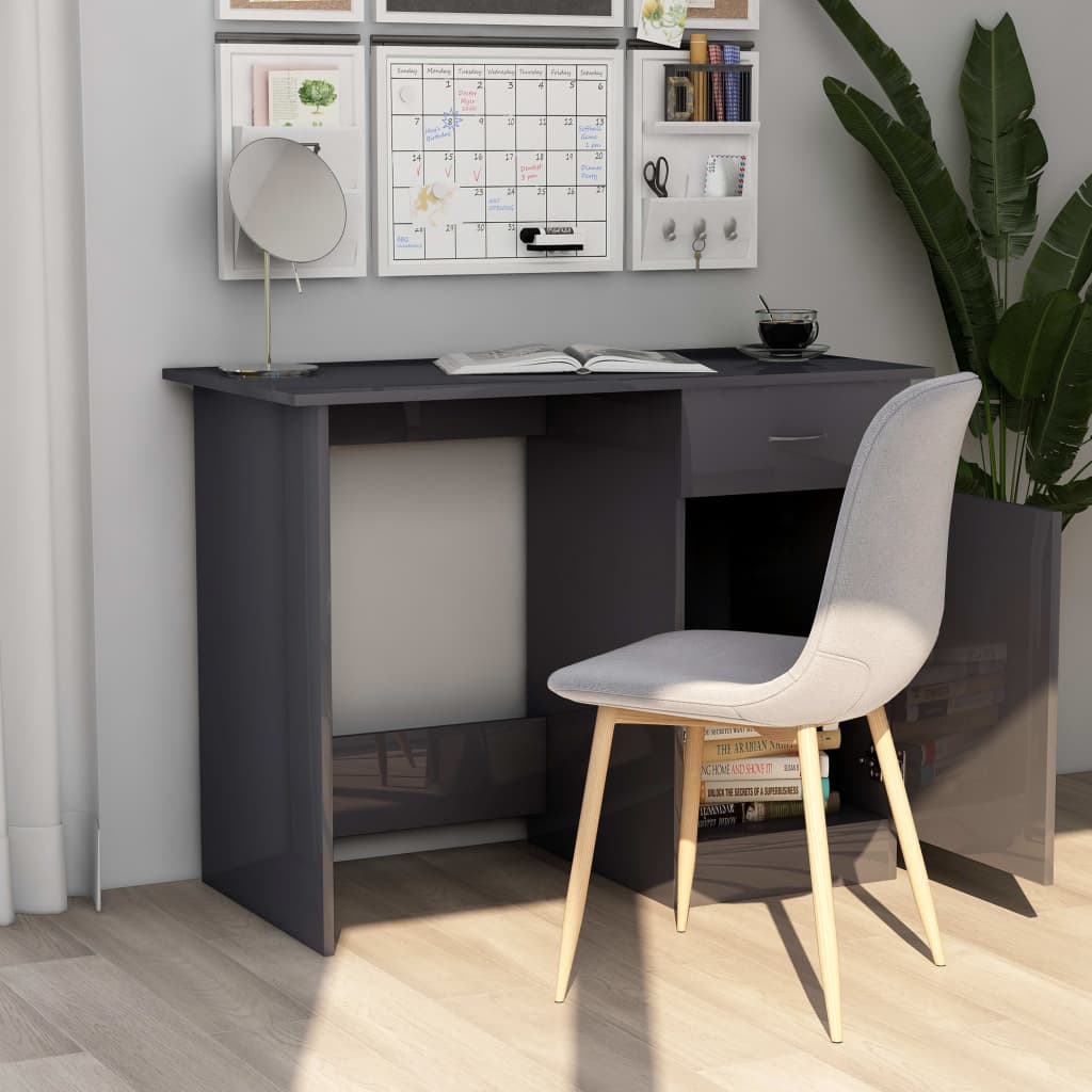 vidaXL Radni stol visoki sjaj sivi 100 x 50 x 76 cm od iverice