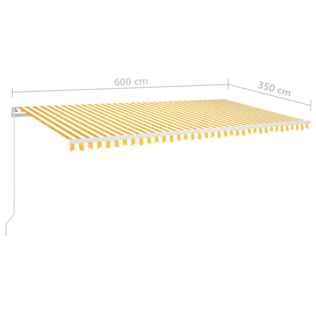 vidaXL Tenda na ručno uvlačenje 600 x 350 cm žuto-bijela