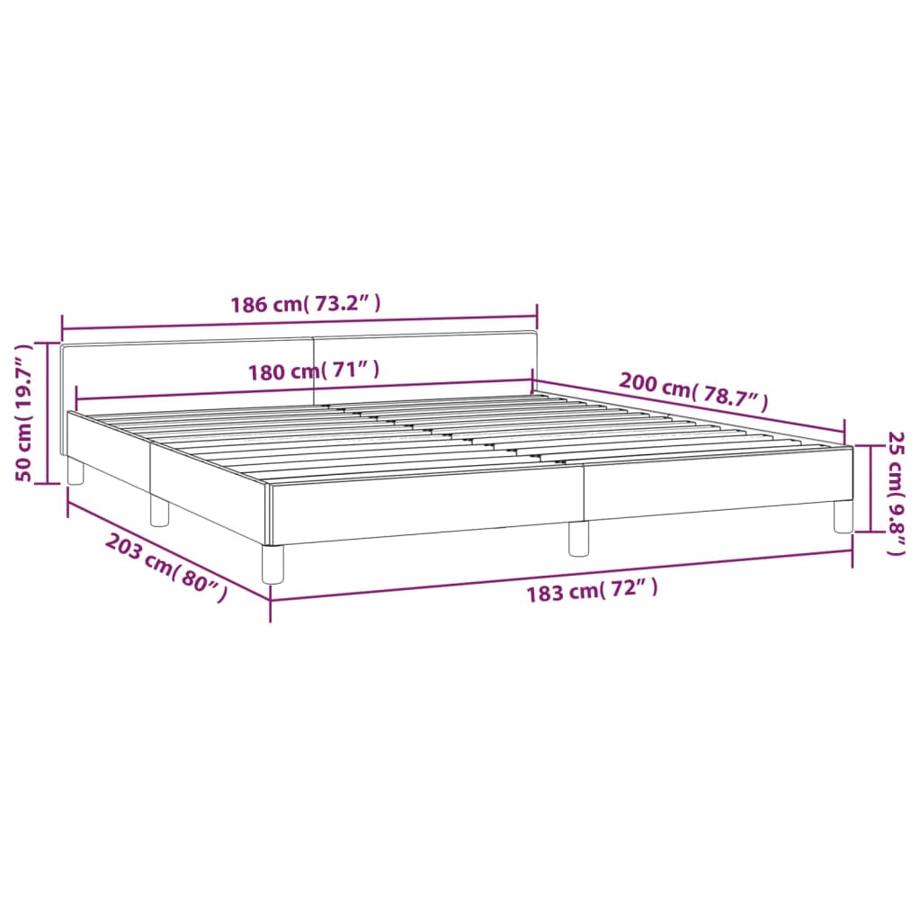 vidaXL Okvir za krevet s uzglavljem tamnoplavi 180x200 cm baršunasti
