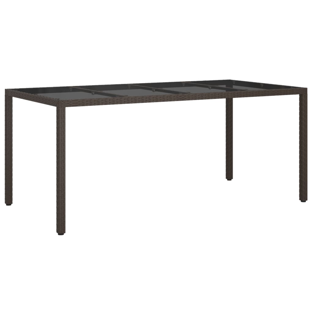 vidaXL Vrtni stol smeđi 190x90x75 cm od kaljenog stakla i poliratana