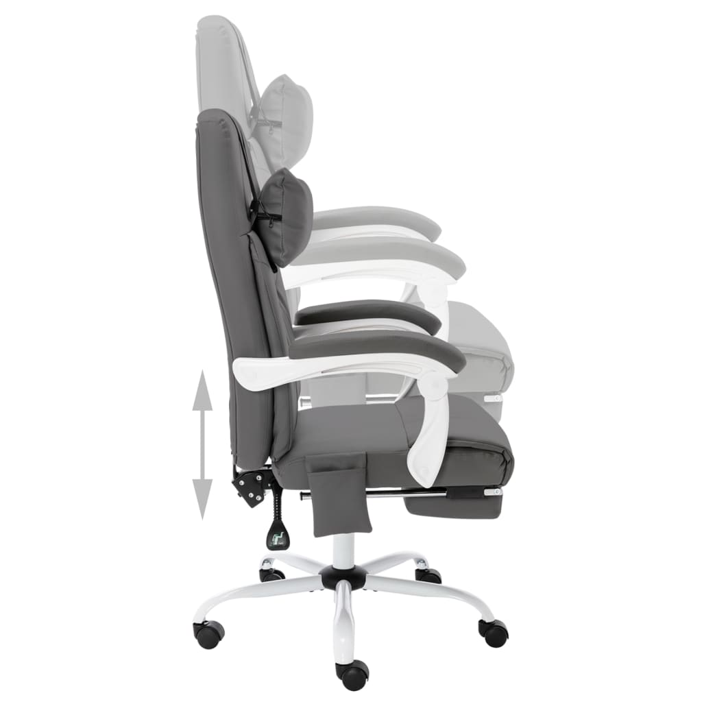 vidaXL Masažna uredska stolica od umjetne kože siva