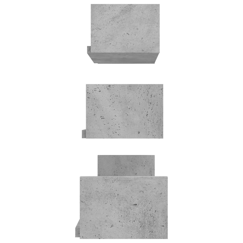 vidaXL Zidne police za izlaganje 3 kom siva boja betona iverica