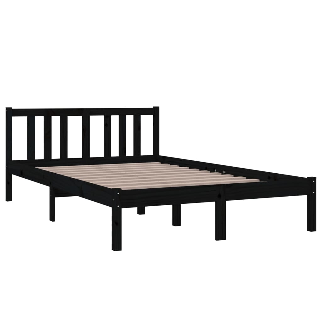 vidaXL Okvir za krevet od masivnog drva crni 120 x 200 cm
