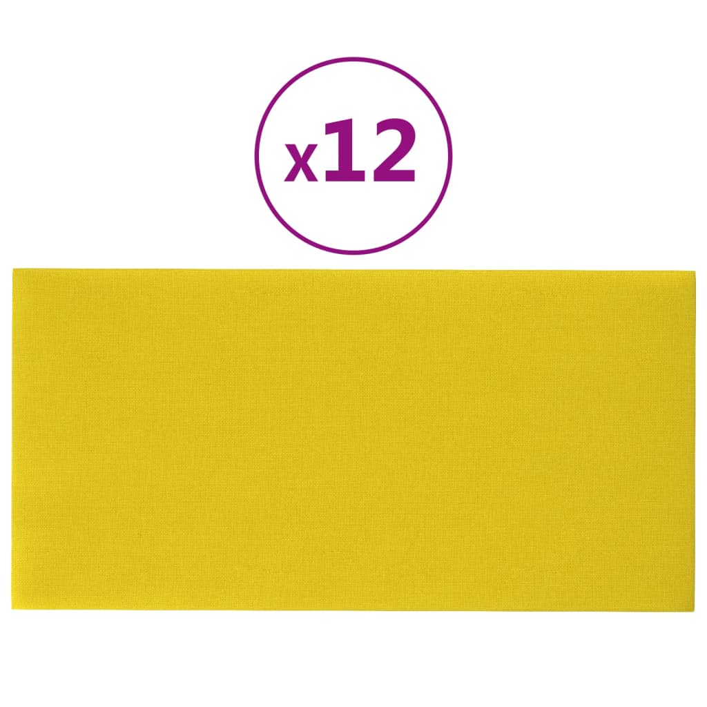 vidaXL Zidne ploče od tkanine 12 kom svjetložute 60x30 cm 2,16 m²