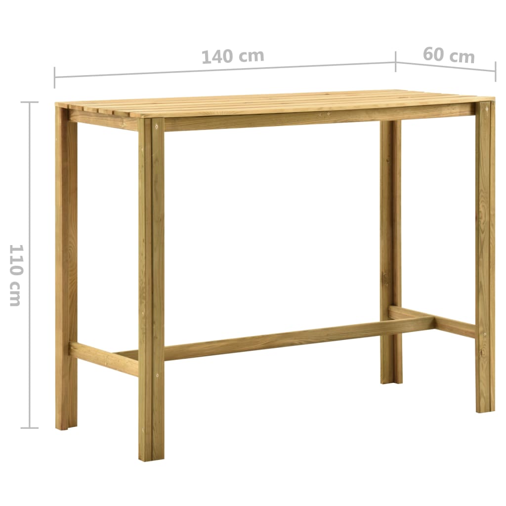 vidaXL Vrtni barski stol 140 x 60 x 110 cm od impregnirane borovine