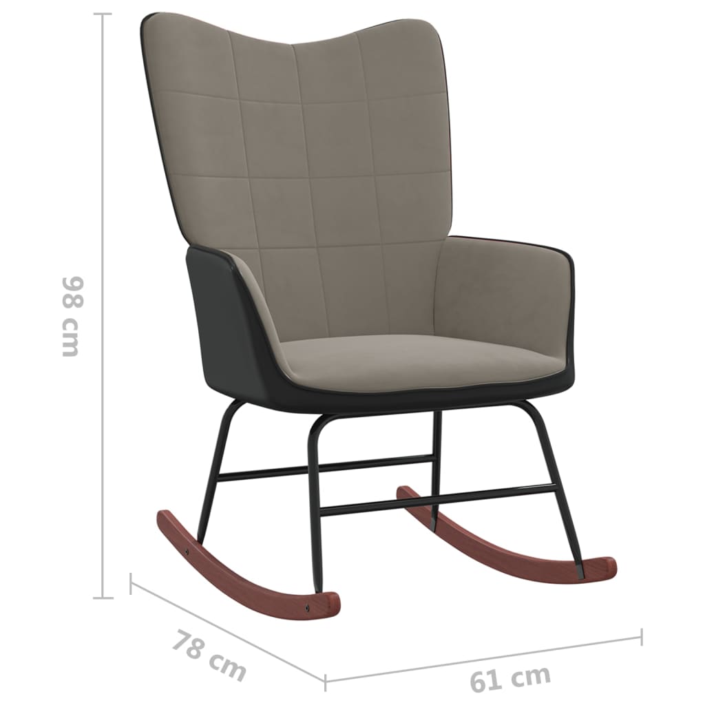 vidaXL Stolica za ljuljanje s osloncem za noge svjetlosiva baršun/PVC