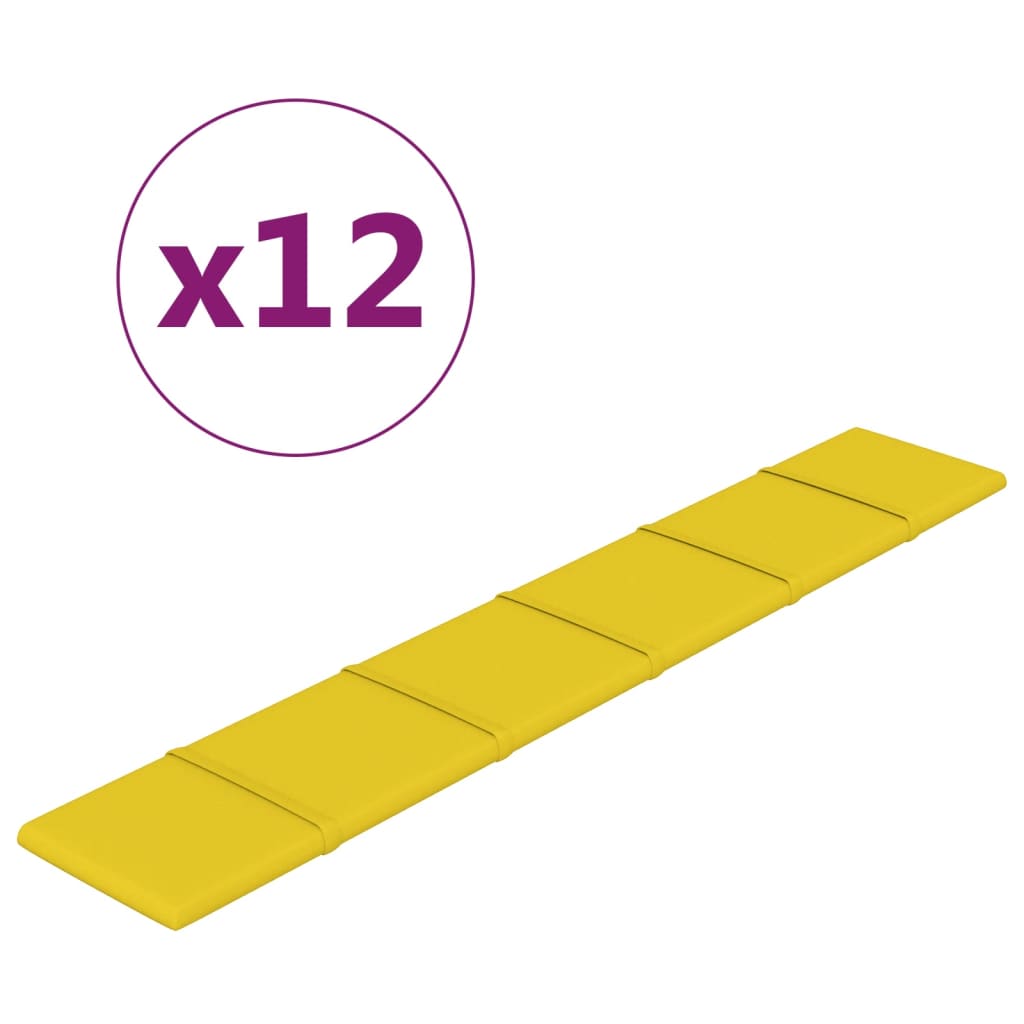 vidaXL Zidne ploče od tkanine 12 kom svjetložute 90x15 cm 1,62 m²