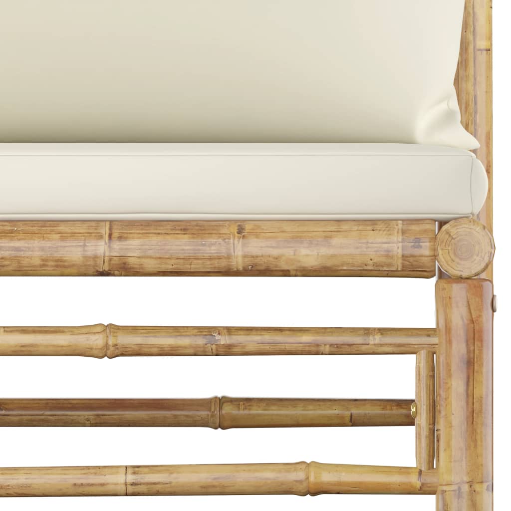 vidaXL 10-dijelna vrtna garnitura od bambusa s krem bijelim jastucima