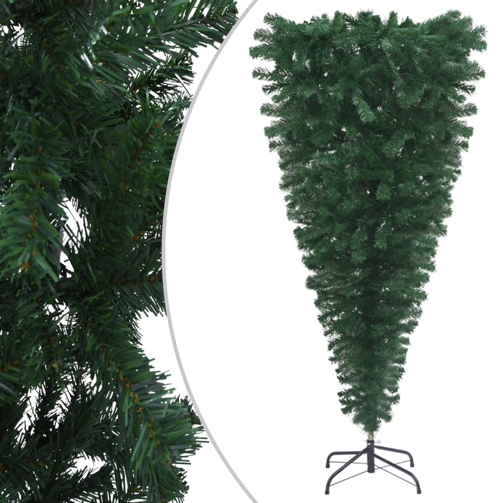vidaXL Naopako umjetno osvijetljeno božićno drvce s kuglicama 120 cm