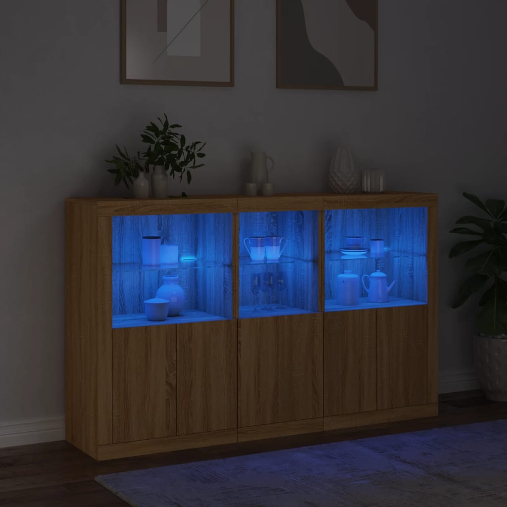 vidaXL Komoda s LED svjetlima boja hrasta sonome 162 x 37 x 100 cm