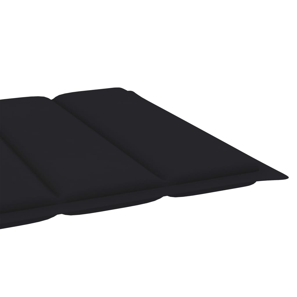 vidaXL Ležaljka za sunčanje od masivne tikovine s crnim jastukom
