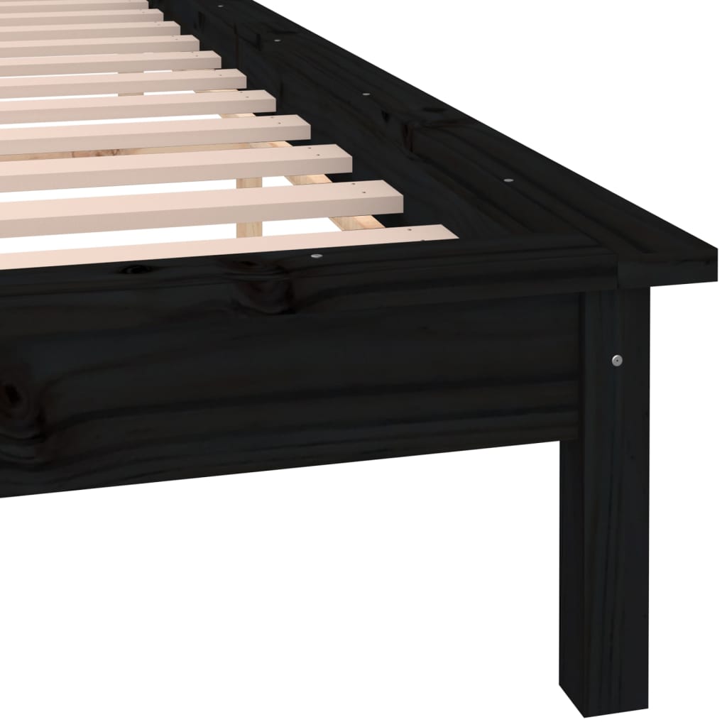 vidaXL LED okvir kreveta crni 135 x 190 cm bračni od masivnog drva