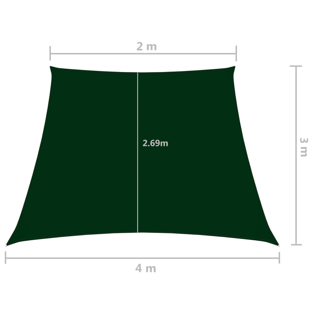 vidaXL Jedro protiv sunca tkanina Oxford trapezno 2/4x3 m tamnozeleno