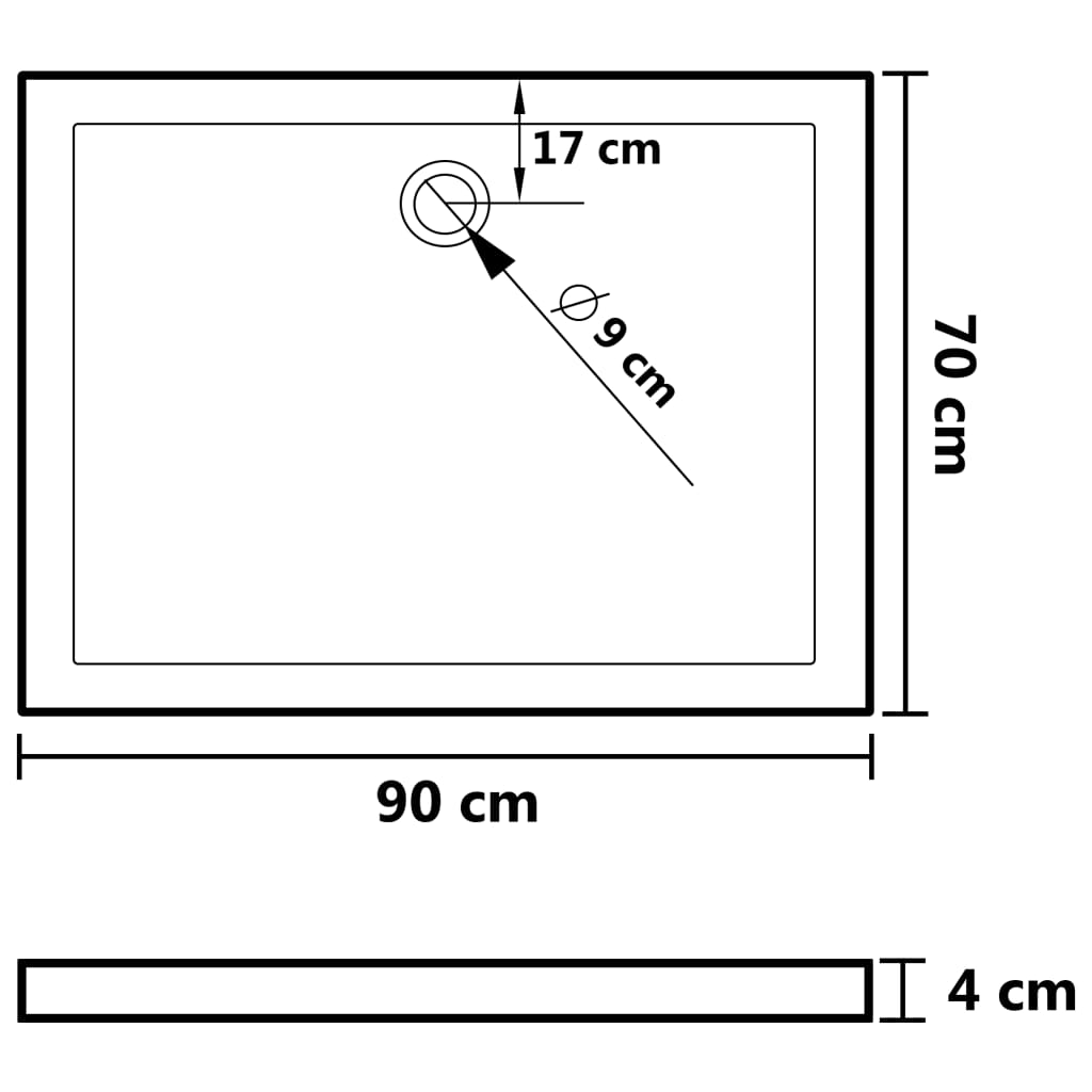 vidaXL Podloga za tuširanje s točkicama bijela 90 x 70 x 4 cm ABS