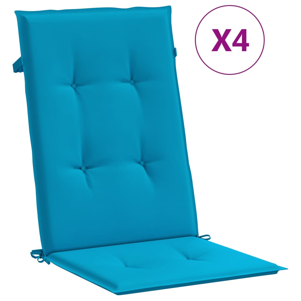 vidaXL Jastuci za vrtne stolice 4 kom plavi 120 x 50 x 3 cm od tkanine