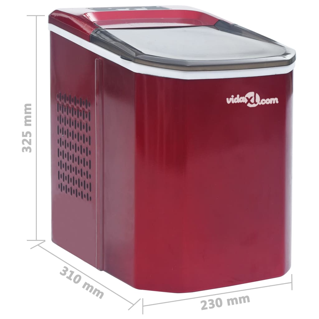 vidaXL Uređaj za pravljenje kocki leda crveni 1,4 L 15 kg / 24 h