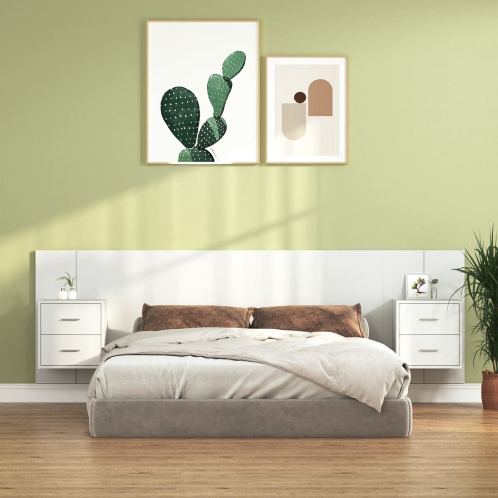 vidaXL Uzglavlje za krevet s ormarićima bijelo od konstruiranog drva