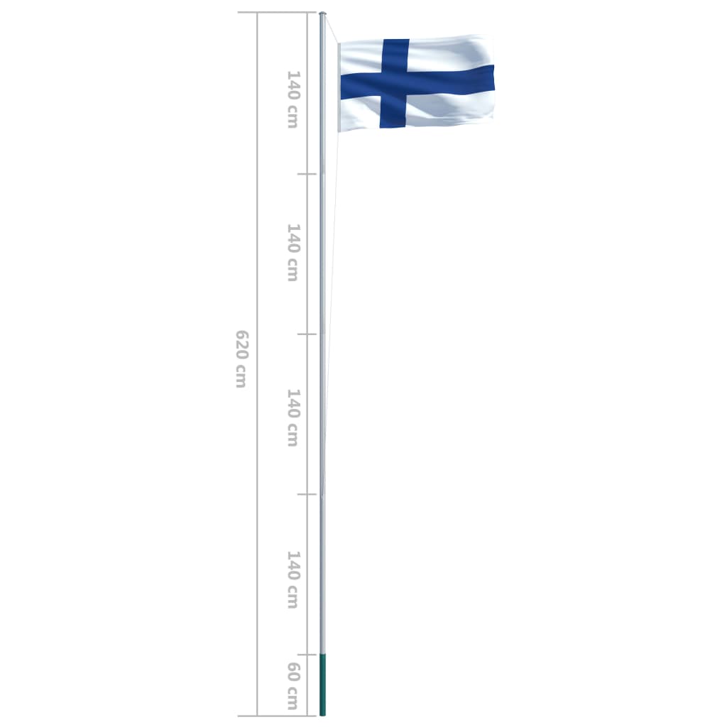 vidaXL Finska zastava s aluminijskim stupom 6,2 m