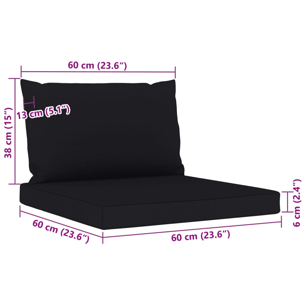vidaXL 6-dijelna vrtna garnitura s crnim jastucima