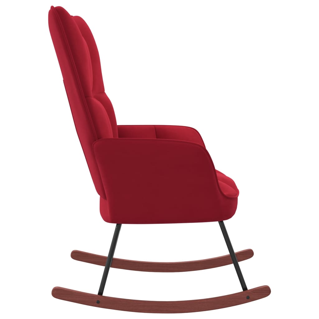 vidaXL Stolica za ljuljanje crvena boja vina baršunasta