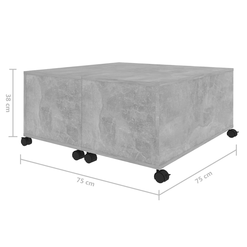 vidaXL Stolić za kavu siva boja betona 75 x 75 x 38 cm od iverice