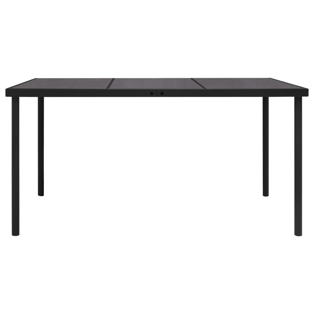 vidaXL Vrtni stol sa staklenom pločom crni 150 x 90 x 74 cm čelični