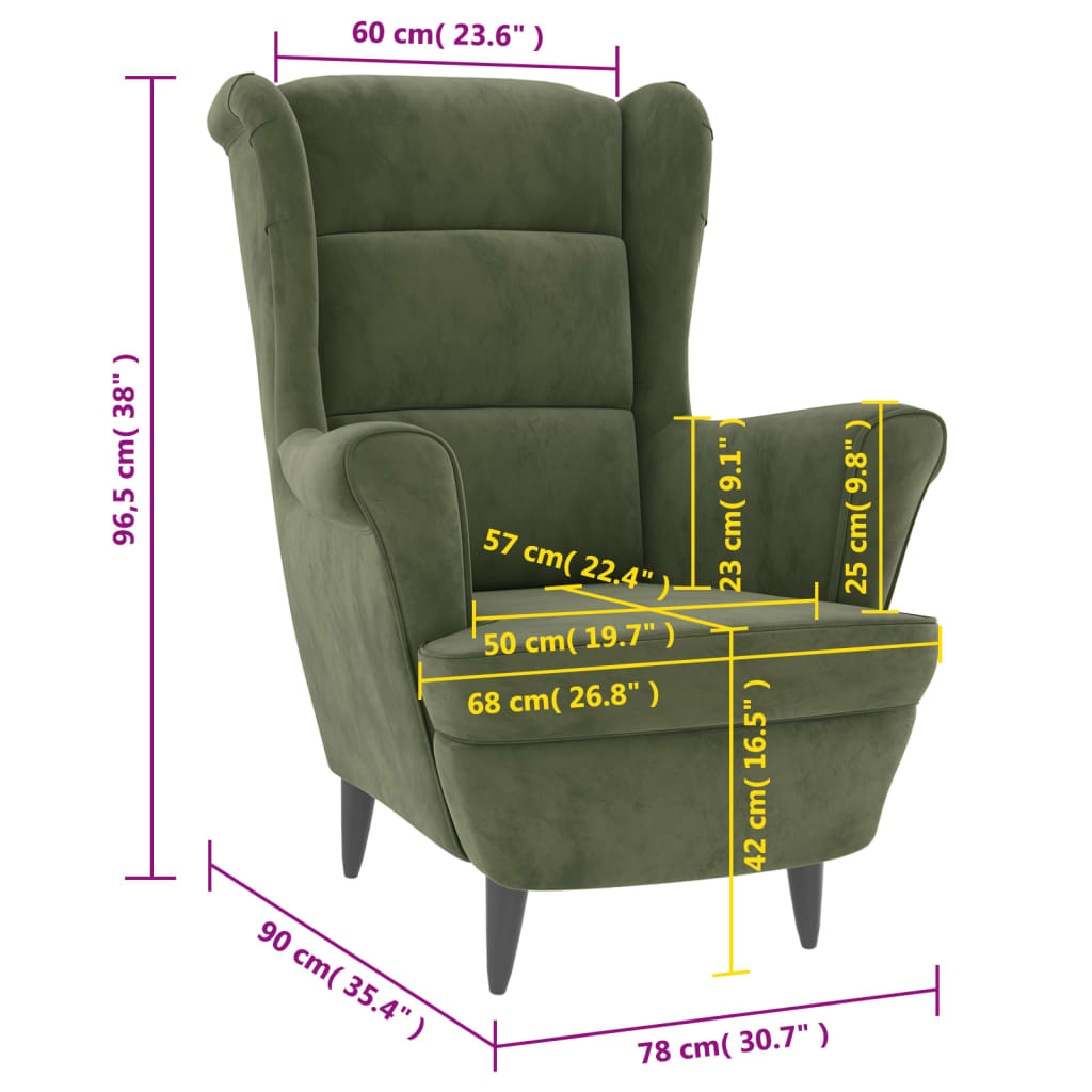 vidaXL Fotelja od baršuna svjetlozelena