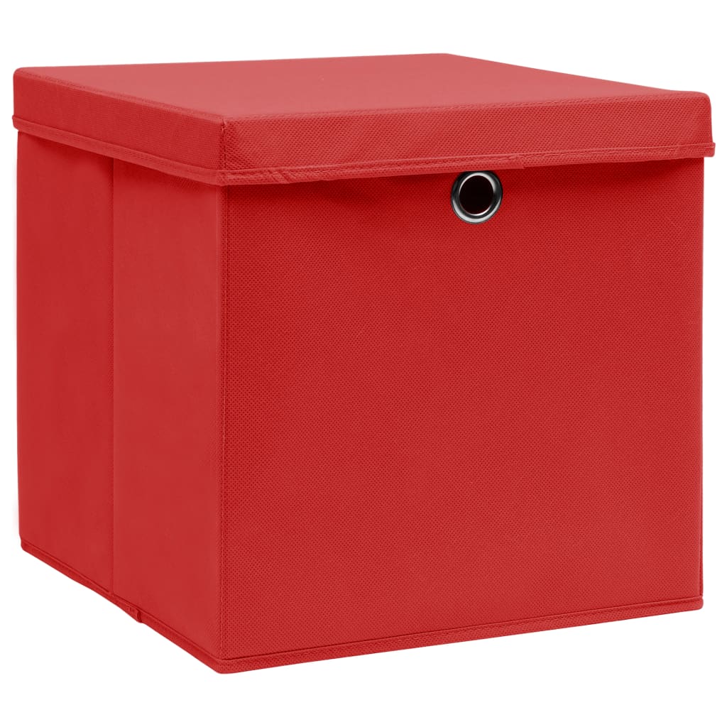 vidaXL Kutije za pohranu s poklopcima 10 kom 28 x 28 x 28 cm crvene