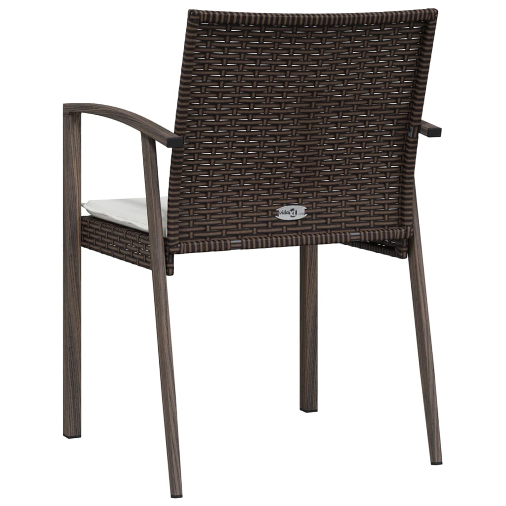 vidaXL Vrtne stolice s jastucima 4 kom smeđe 56,5x57x83 cm poliratan
