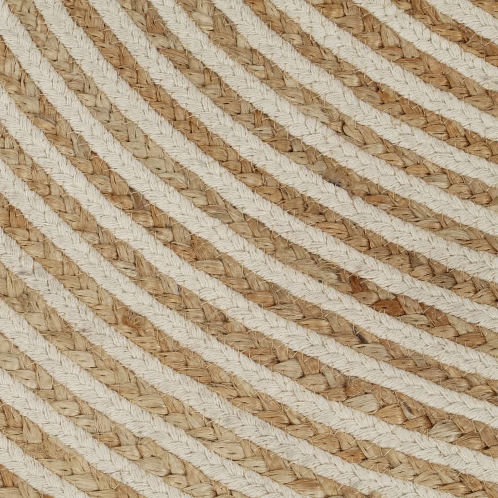 vidaXL Ručno rađeni tepih od jute sa spiralnim uzorkom bijeli 120 cm