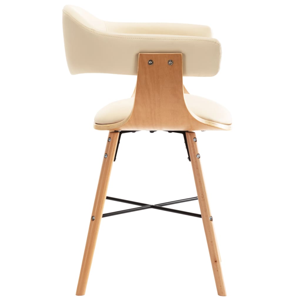 vidaXL Blagovaonske stolice od umjetne kože i drva 4 kom krem