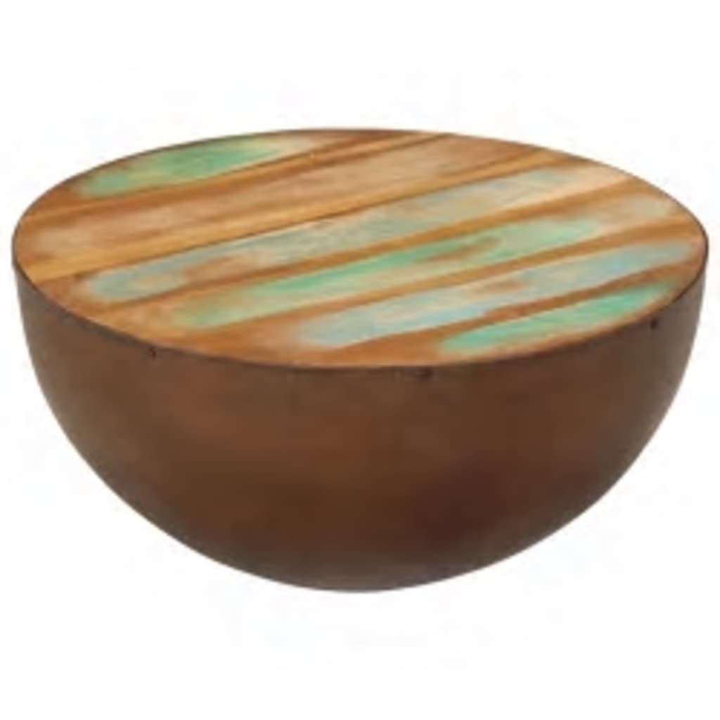 vidaXL Stolić za kavu u obliku zdjele čelik i masivno obnovljeno drvo