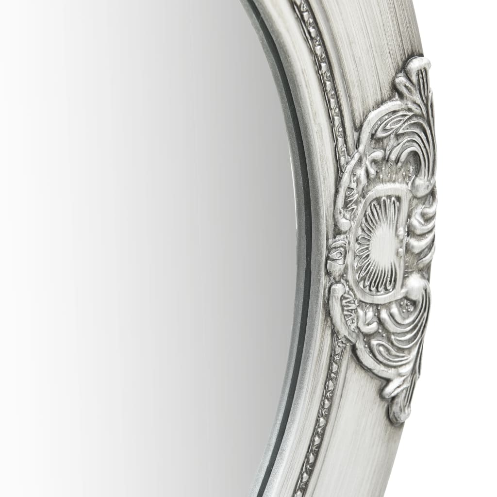 vidaXL Zidno ogledalo u baroknom stilu 50 cm srebrno