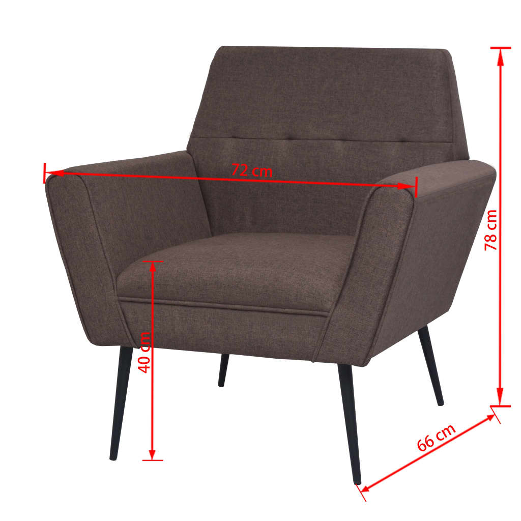 vidaXL Fotelja od čelika i tkanine smeđa
