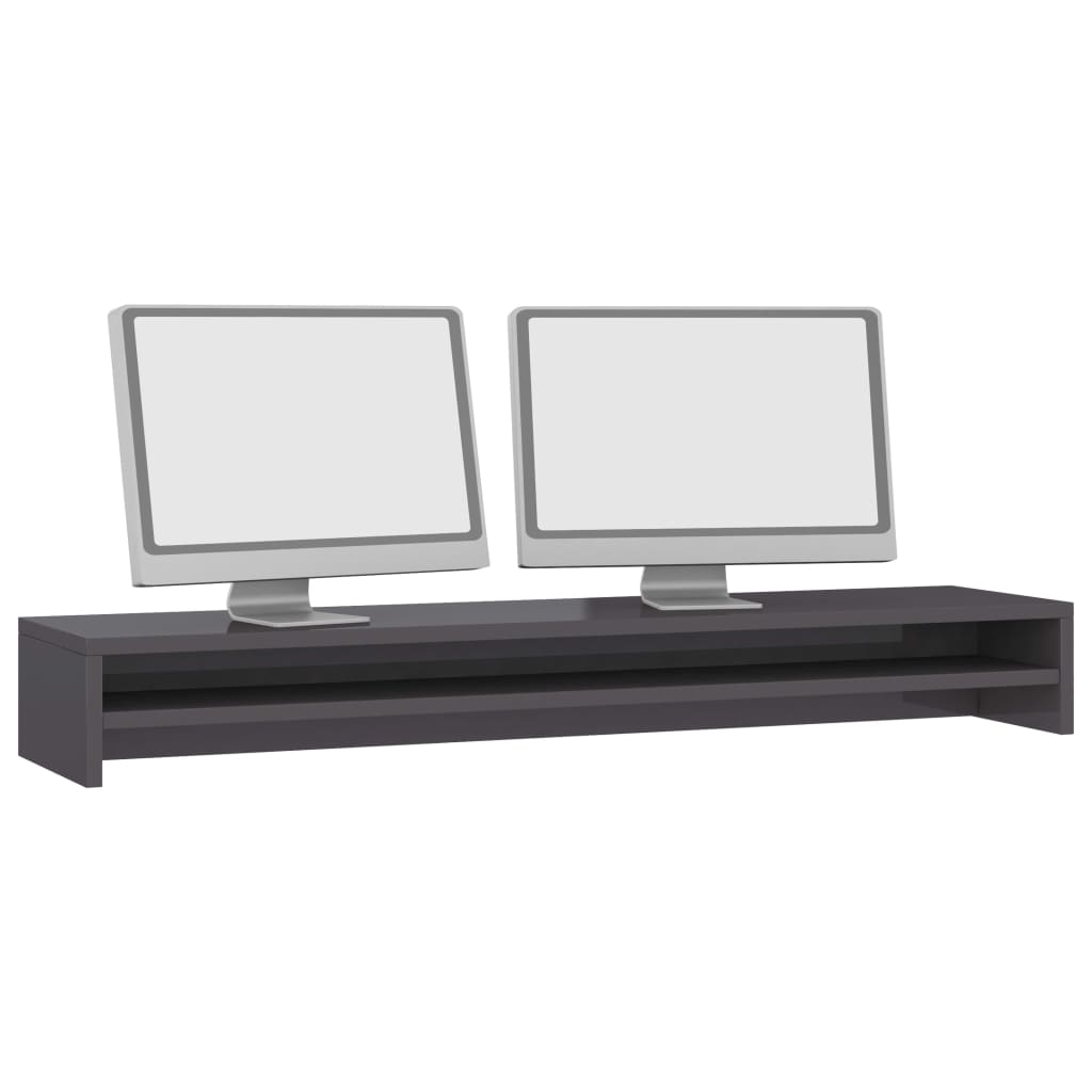 vidaXL Stalak za monitor visoki sjaj sivi 100 x 24 x 13 cm od iverice