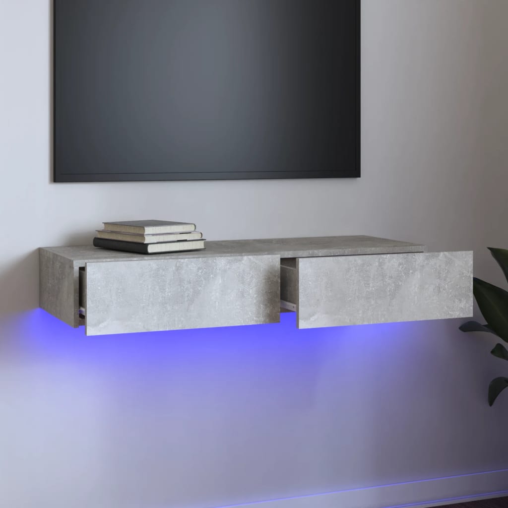 vidaXL TV ormarić s LED svjetlima siva boja betona 90x35x15,5 cm