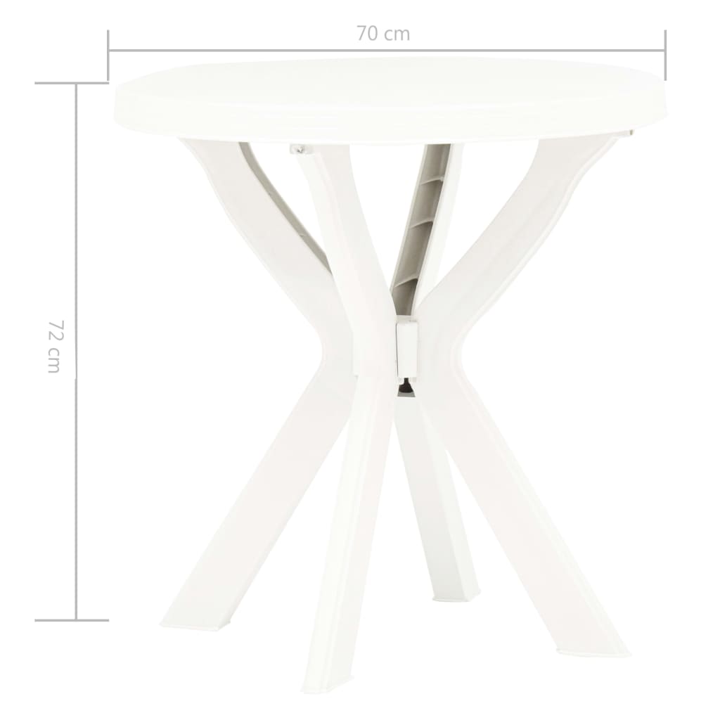 vidaXL Bistro stol bijeli Ø 70 cm plastični