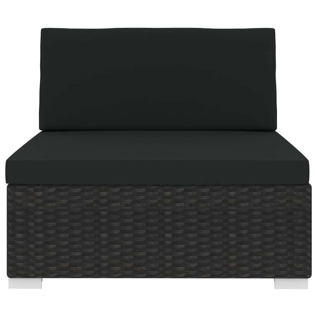 vidaXL Modularna srednja fotelja s jastucima 1 kom od poliratana crna