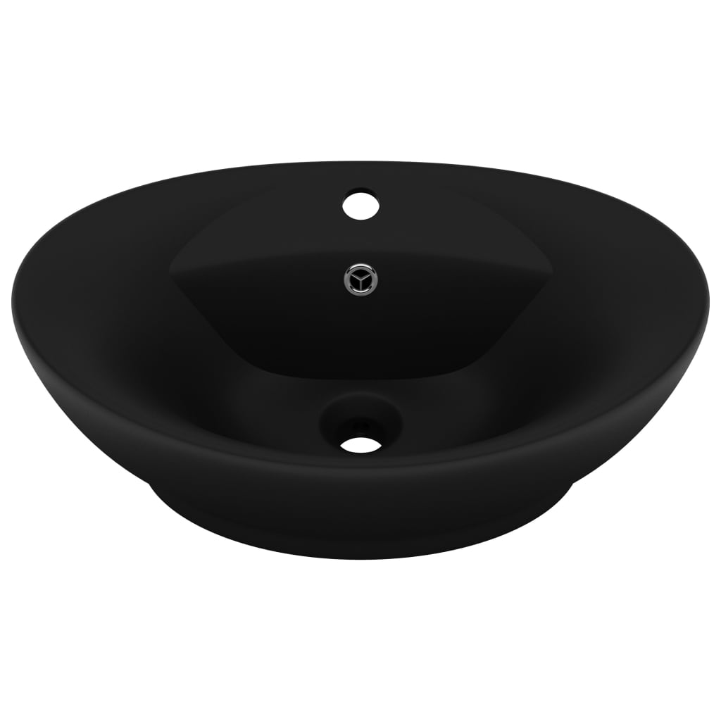 vidaXL Luksuzni ovalni umivaonik mat crni 58,5 x 39 cm keramički