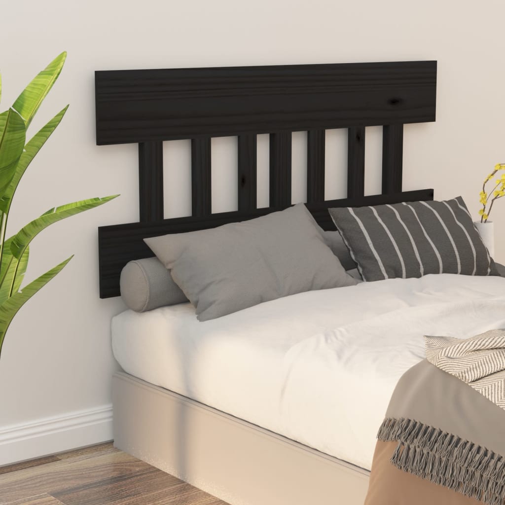 vidaXL Uzglavlje za krevet crno 143,5 x 3 x 81 cm od masivne borovine