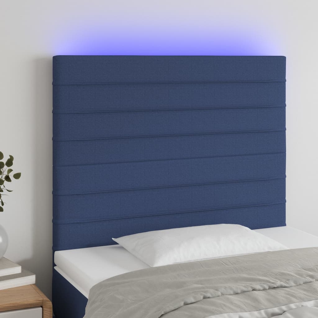 vidaXL LED uzglavlje plavo 100x5x118/128 cm od tkanine